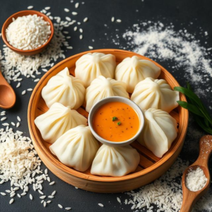 4. Rice Flour Momos 🍚 low calorie momos recipe 