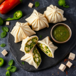 4. Paneer & Capsicum Momos 🧀