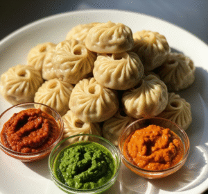 Indian chicken momos chutney
