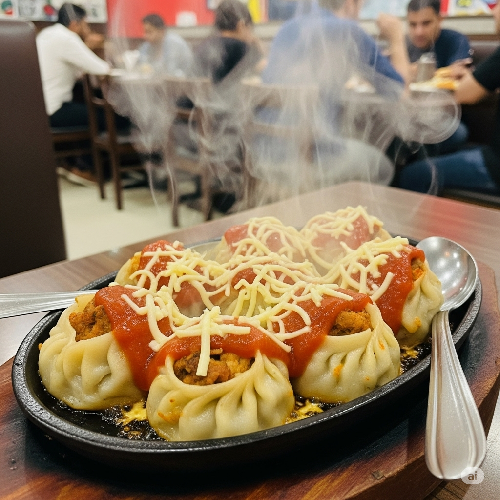 chicken pizza momos 