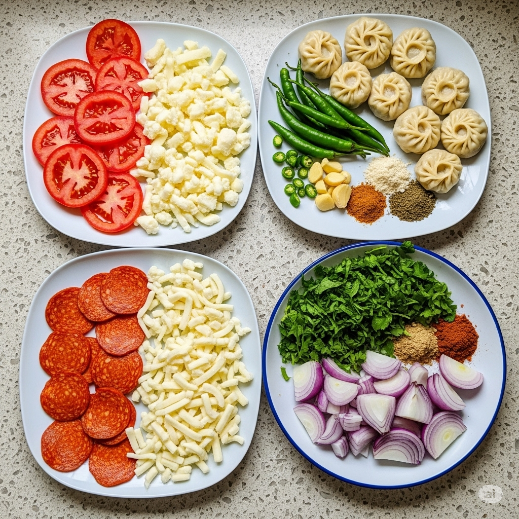 chicken pizza momos 