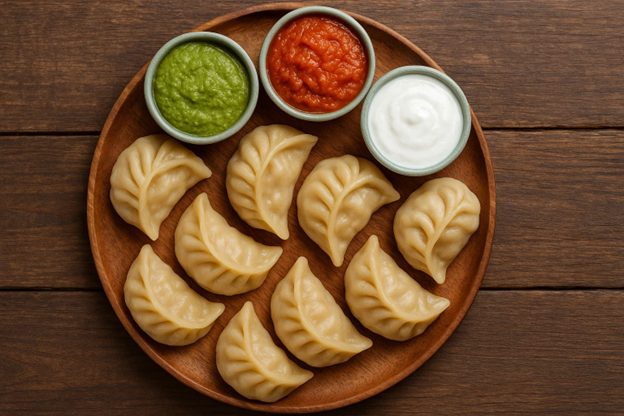 steamed veg momo serving